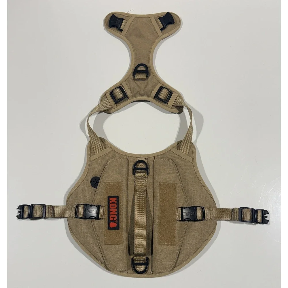 KONG Tactical Dog Harness Tan Heavy Duty Ripstop Vest with Handle- Medium no tag